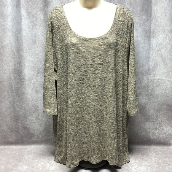 Catherines Plus Size 2X Loose Knit Tunic Top With Scoop Neckline 3/4 Sleeves - Picture 2 of 8